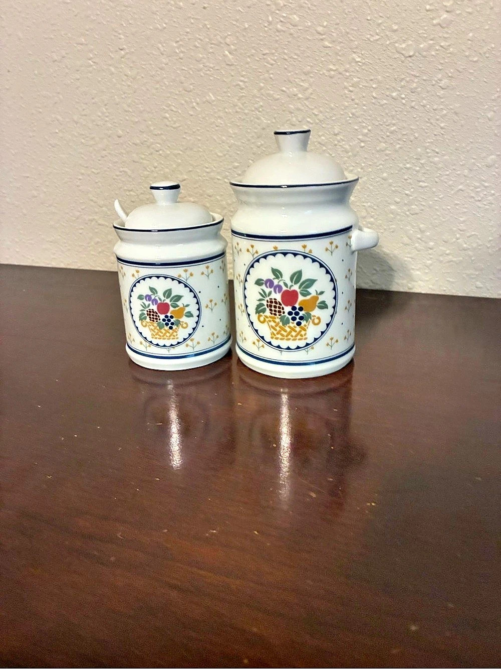 Vintage Ceramic Fruit Canister Set of 2